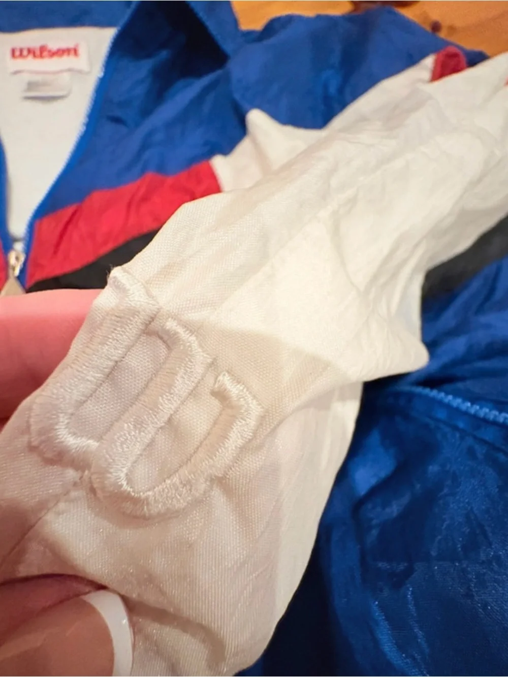 Vintage Wilson Blue Red White Black Colorblock Windbreaker Jacket